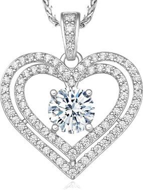 Heart Moissanite Gold Necklace GRA Certified D VVS1 925 Silver - New in box